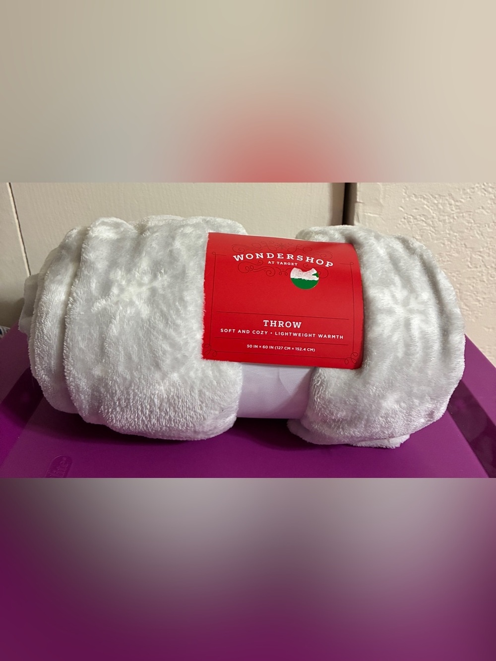 Target Light Gray with White Snowflake Patterned Plush Throw